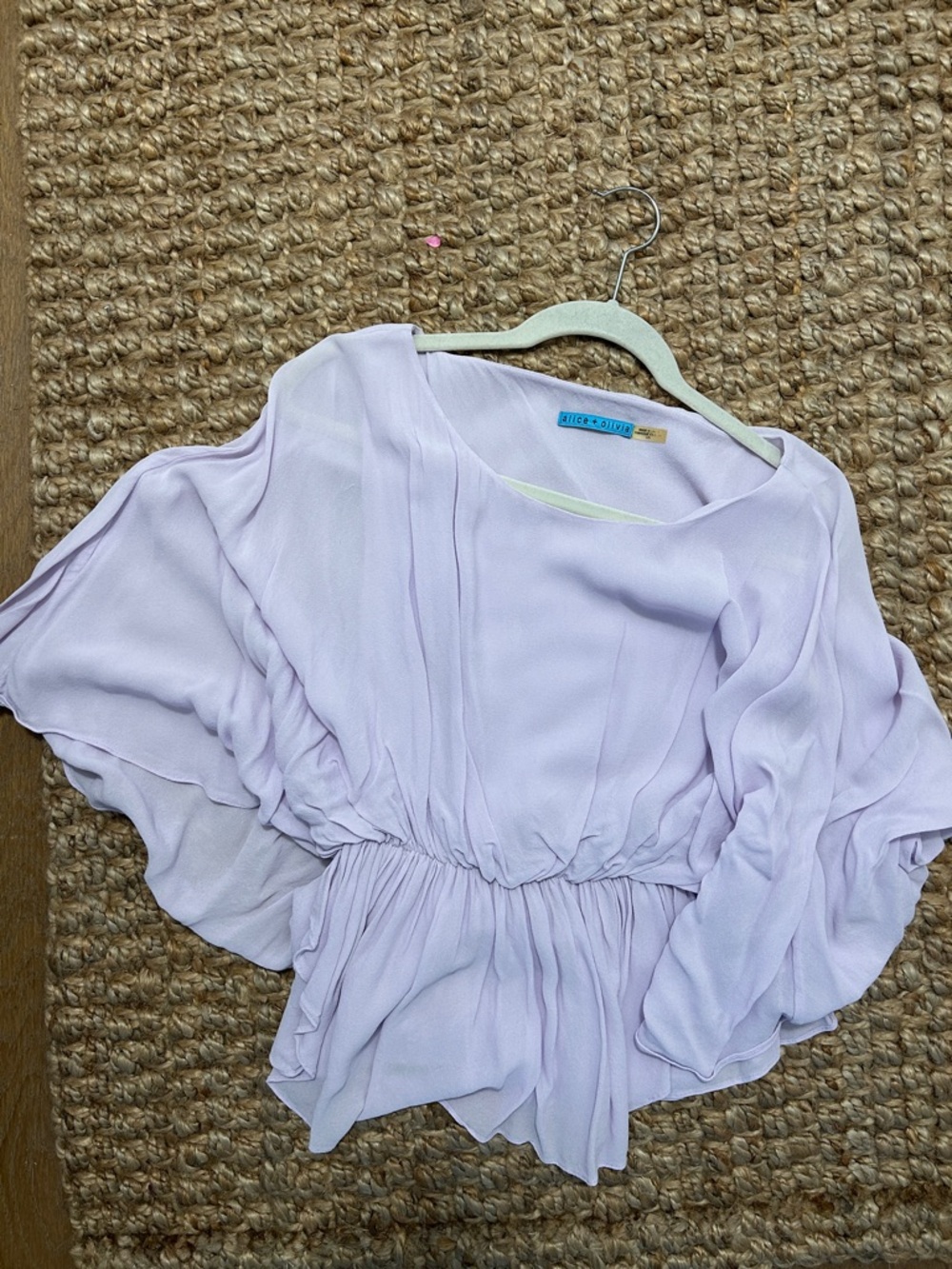 Alice + Olivia Light Lavender Ruffled Peplum Blouse